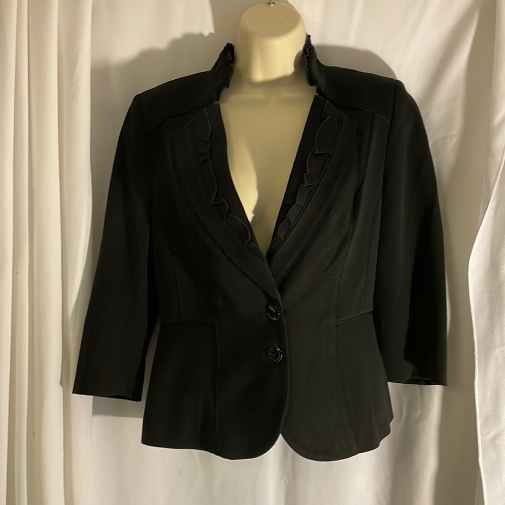 3 Quarter Sleeve Women’s Black Blazer Jacket, Size 8 Petite, White House Black